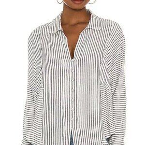 Free People Black and White Striped Top